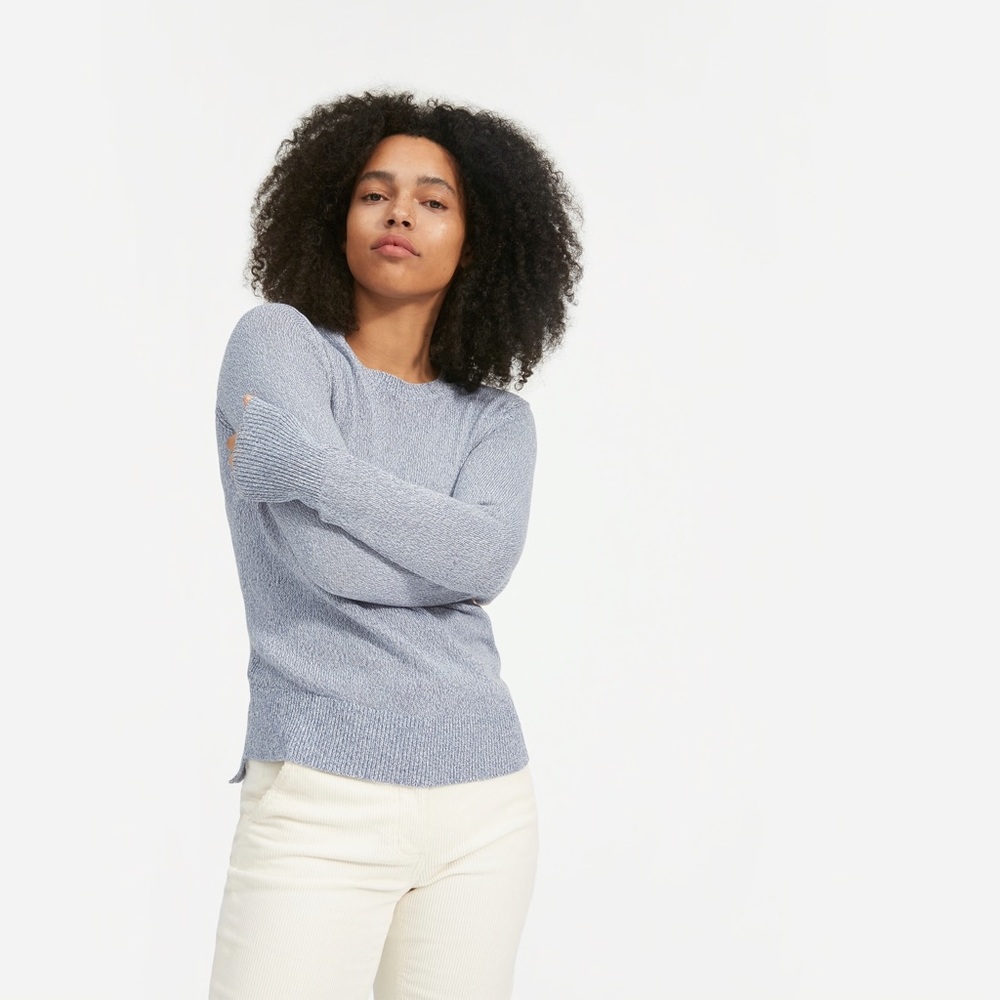 NWT Everlane Soft Cotton Crew - Heather blue